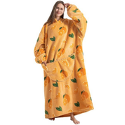 Pull plaid pilou pilou orange avec imprimé fruits et feuilles