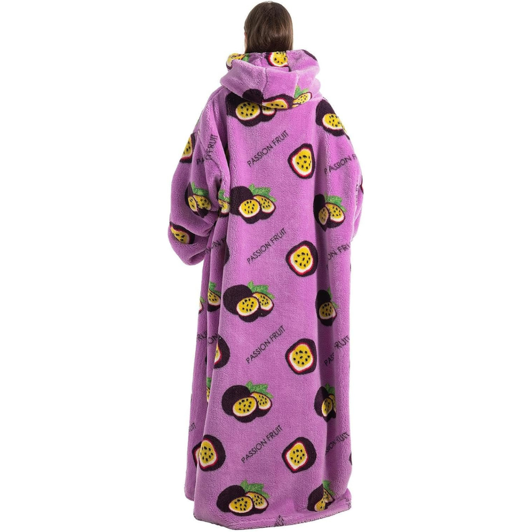 Pull plaid pilou pilou violet à motifs de fruits de la passion