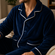 Pyjama bleu marine homme chaud flanelle ultra doux