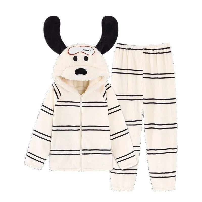 Pyjama chaud et moelleux pilou pilou pour femme motif chien