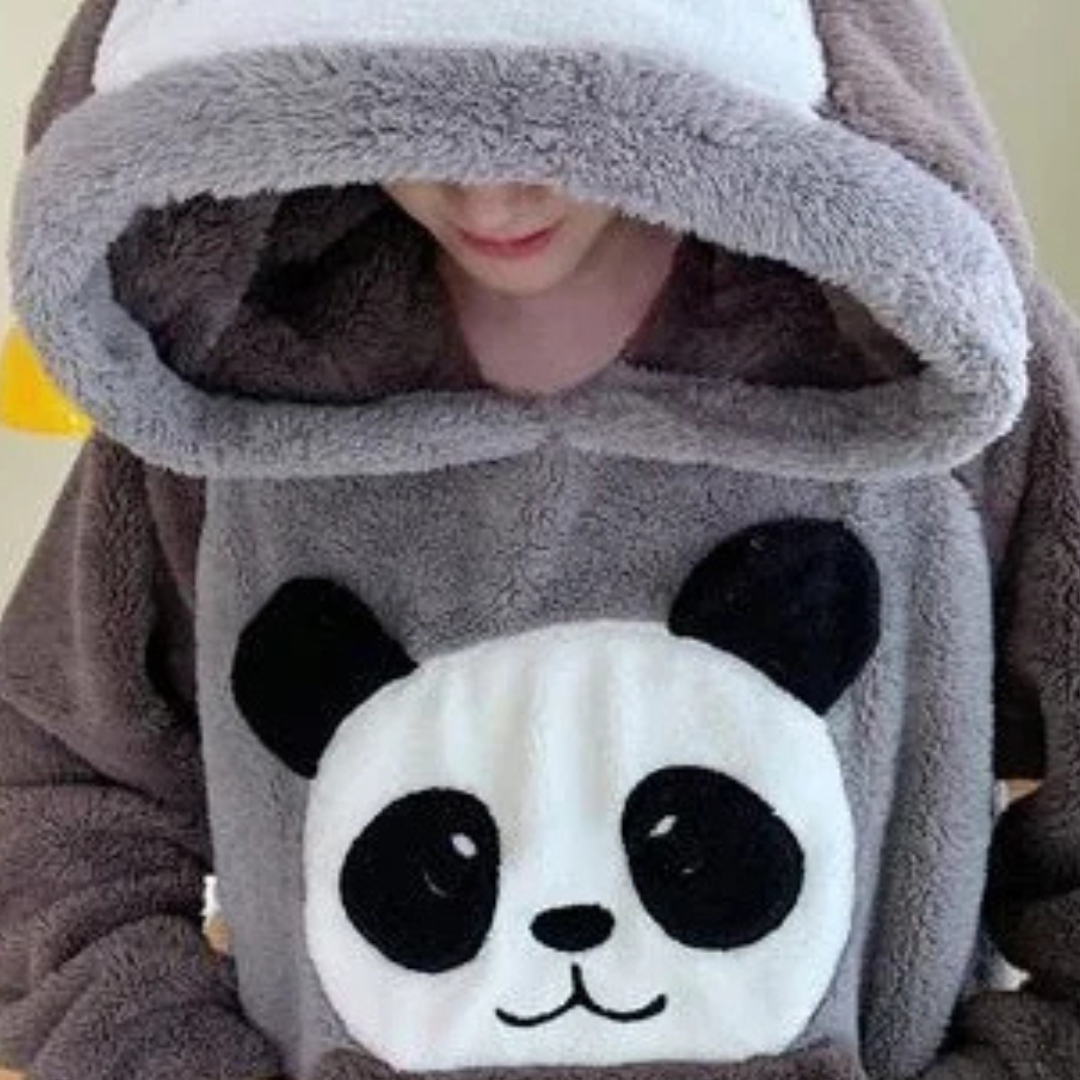 Pyjama cocooning avec capuche et panda