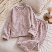 Pyjama confortable femme mauve clair en pilou pilou