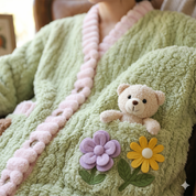 Pyjama femme vert en molleton nuit cocooning