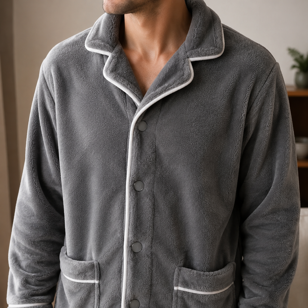 Pyjama gris homme doux pilou pilou