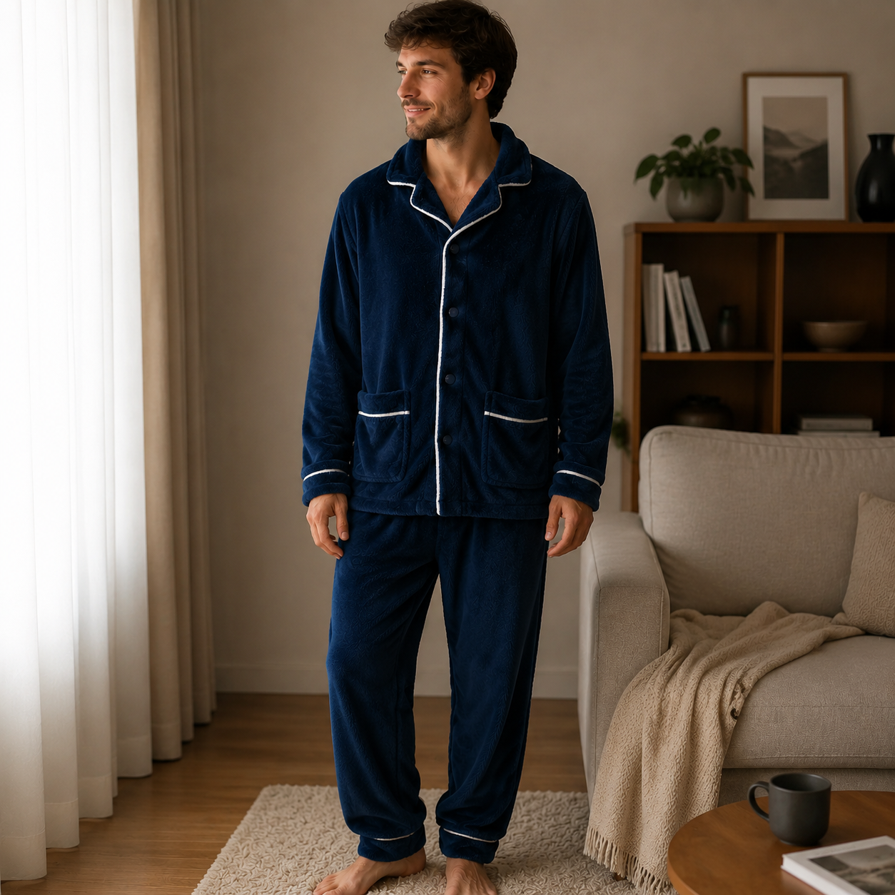 Pyjama homme chaud flanelle ultra doux