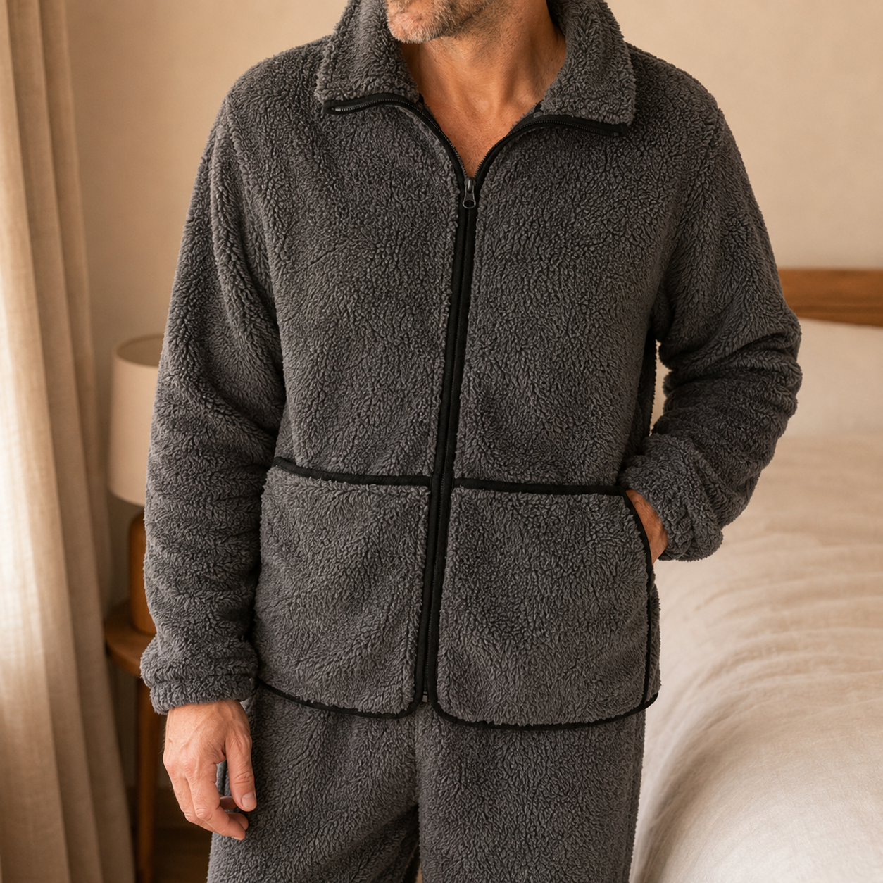 Pyjama homme gris hiver chaud