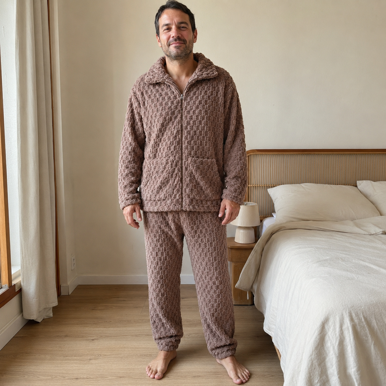Pyjama marron pilou pilou homme
