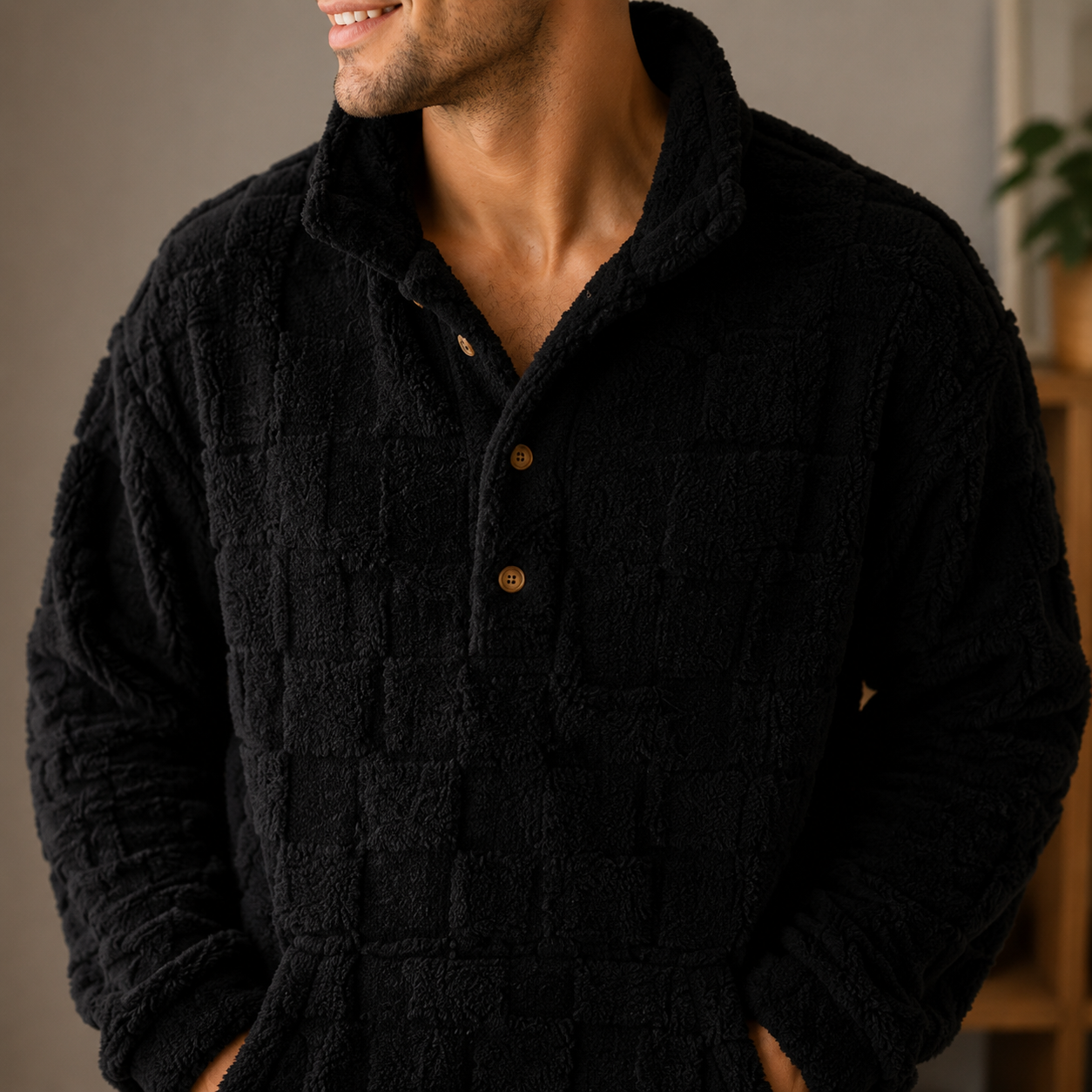 Pyjama noir homme molleton cocooning