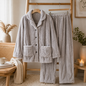 Pyjama peluche femme taupe ultra doux et chaud