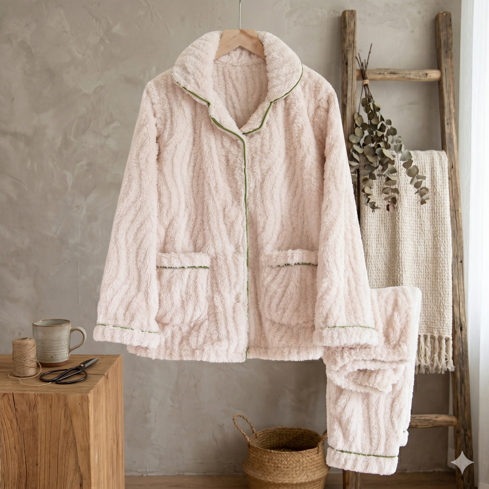 Pyjama pilou pilou femme beige doux et confortable