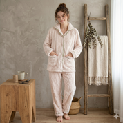 Pyjama pilou pilou femme beige style cocooning