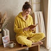 Pyjama pilou pilou femme jaune chaud et moelleux
