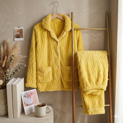 Pyjama pilou pilou femme jaune cocooning doux et confortable