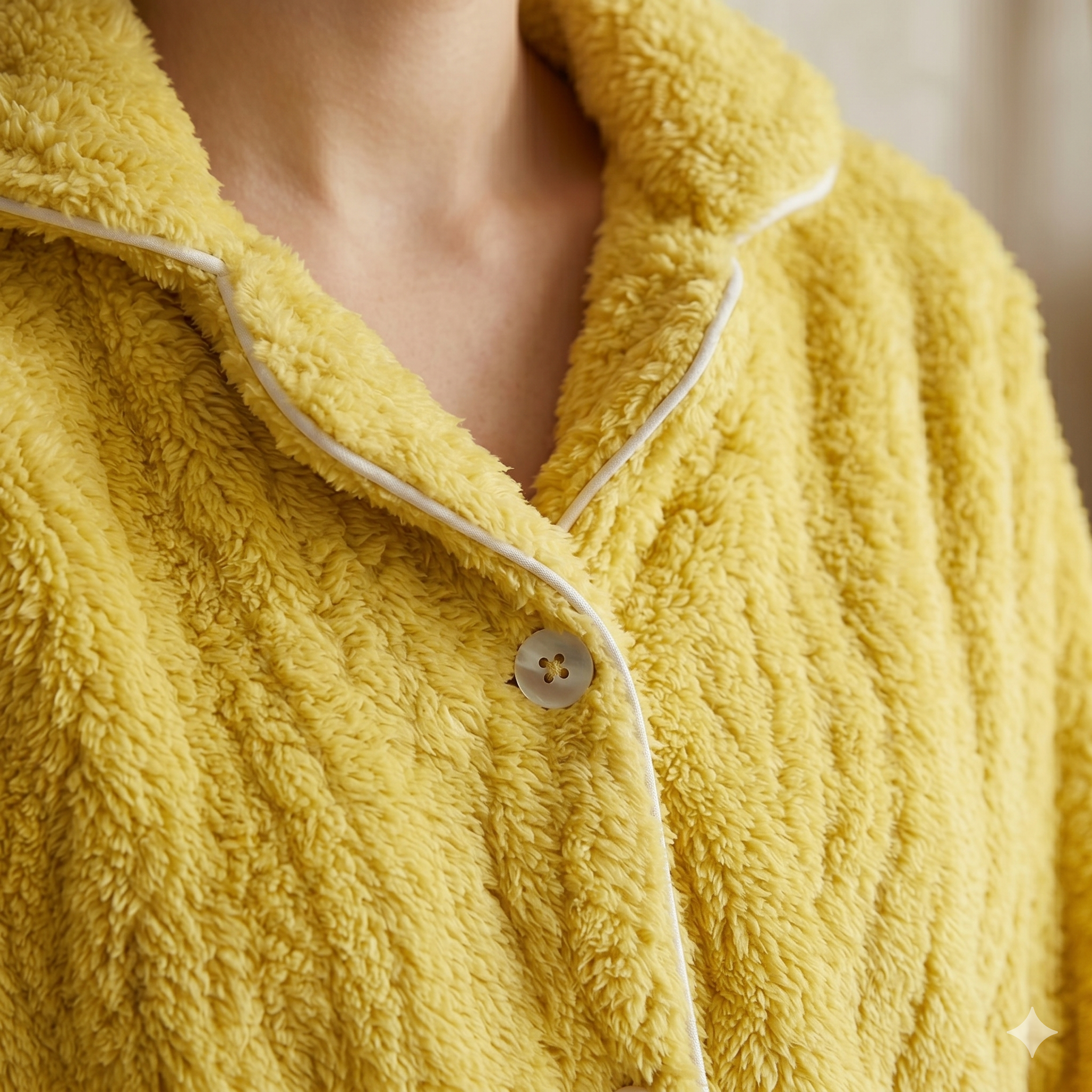 Pyjama pilou pilou femme jaune confort hiver maison