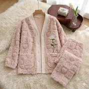 Pyjama pilou pilou femme motif cœur doux et confortable