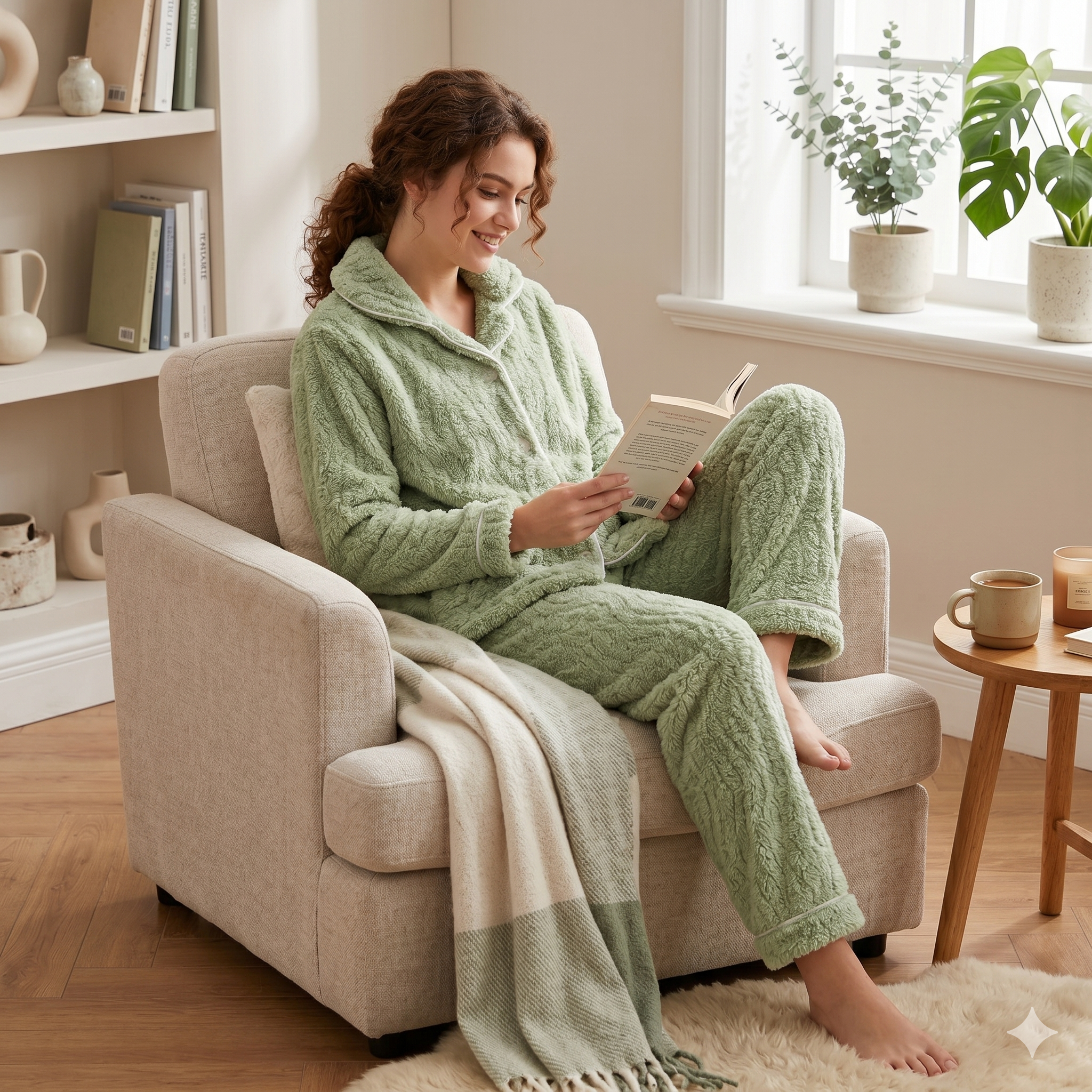 Pyjama pilou pilou femme vert style cocooning