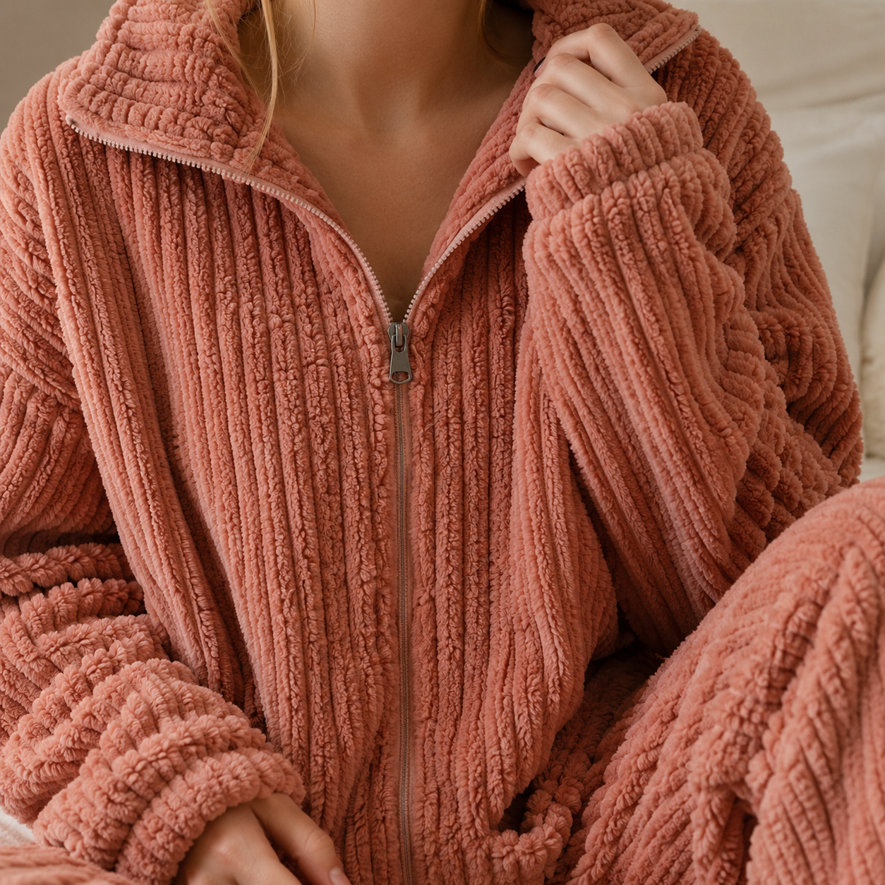 Pyjama pilou pilou moumoute femme couleur terracotta