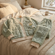 Pyjama pilou pilou vert femme cœur tenue de nuit confortable