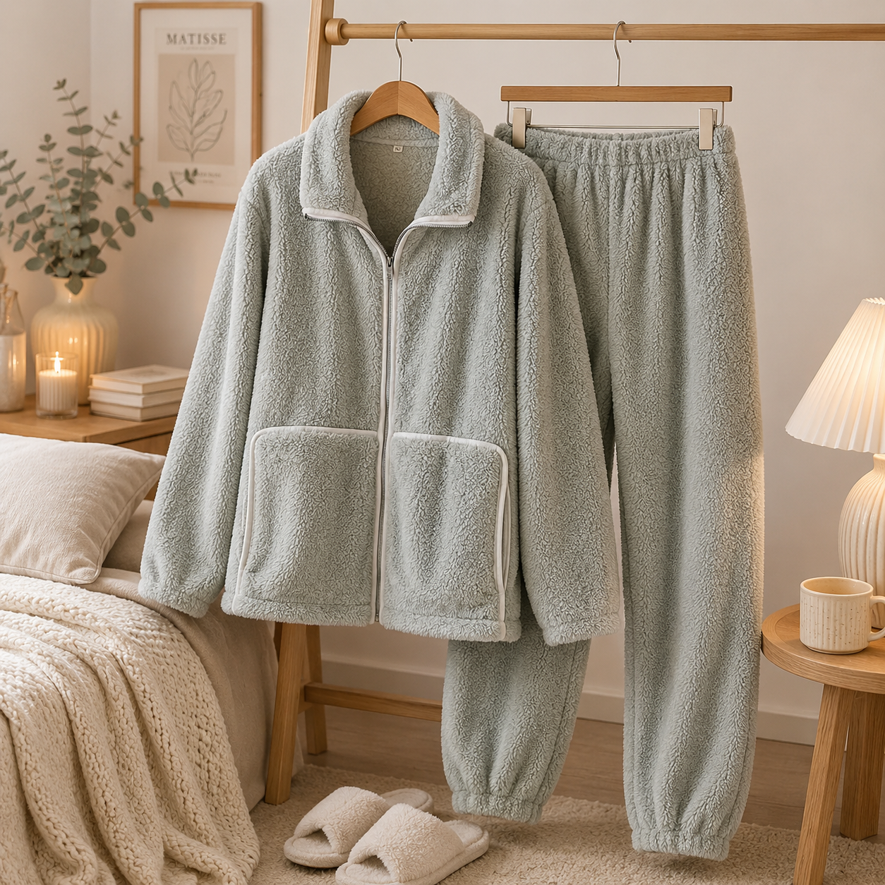 Pyjama polaire femme vert menthe chaud et doux