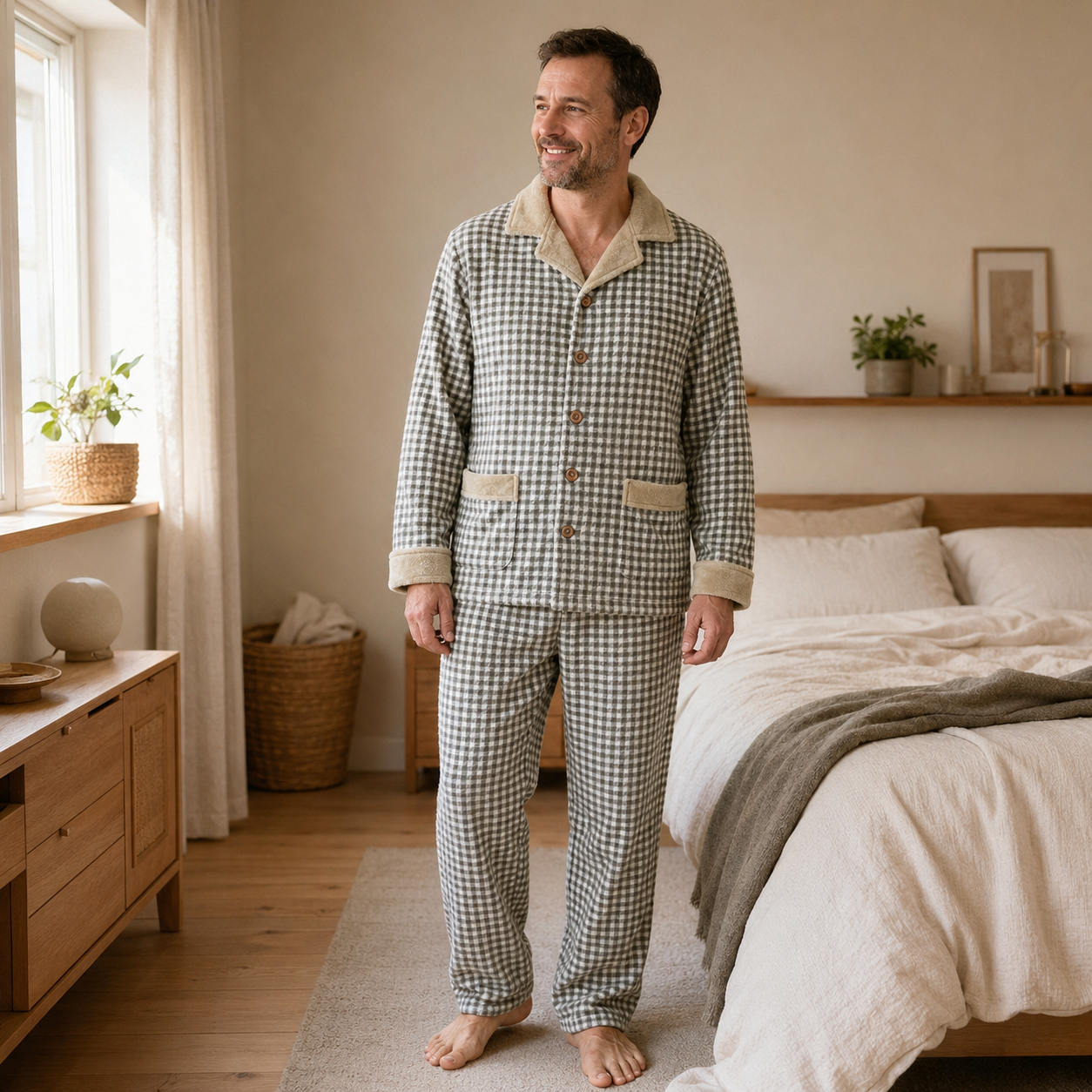 Pyjama polaire homme a carreaux