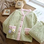 Pyjama vert molleton femme doux et chaud