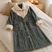 Robe de chambre beige femme en matière pilou pilou douce