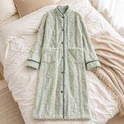 Robe de chambre chaude femme en molleton vert
