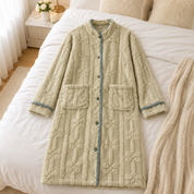 Robe de chambre chaude femme en moumoute verte