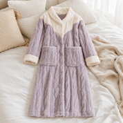 Robe de chambre chaude pilou femme avec capuche
