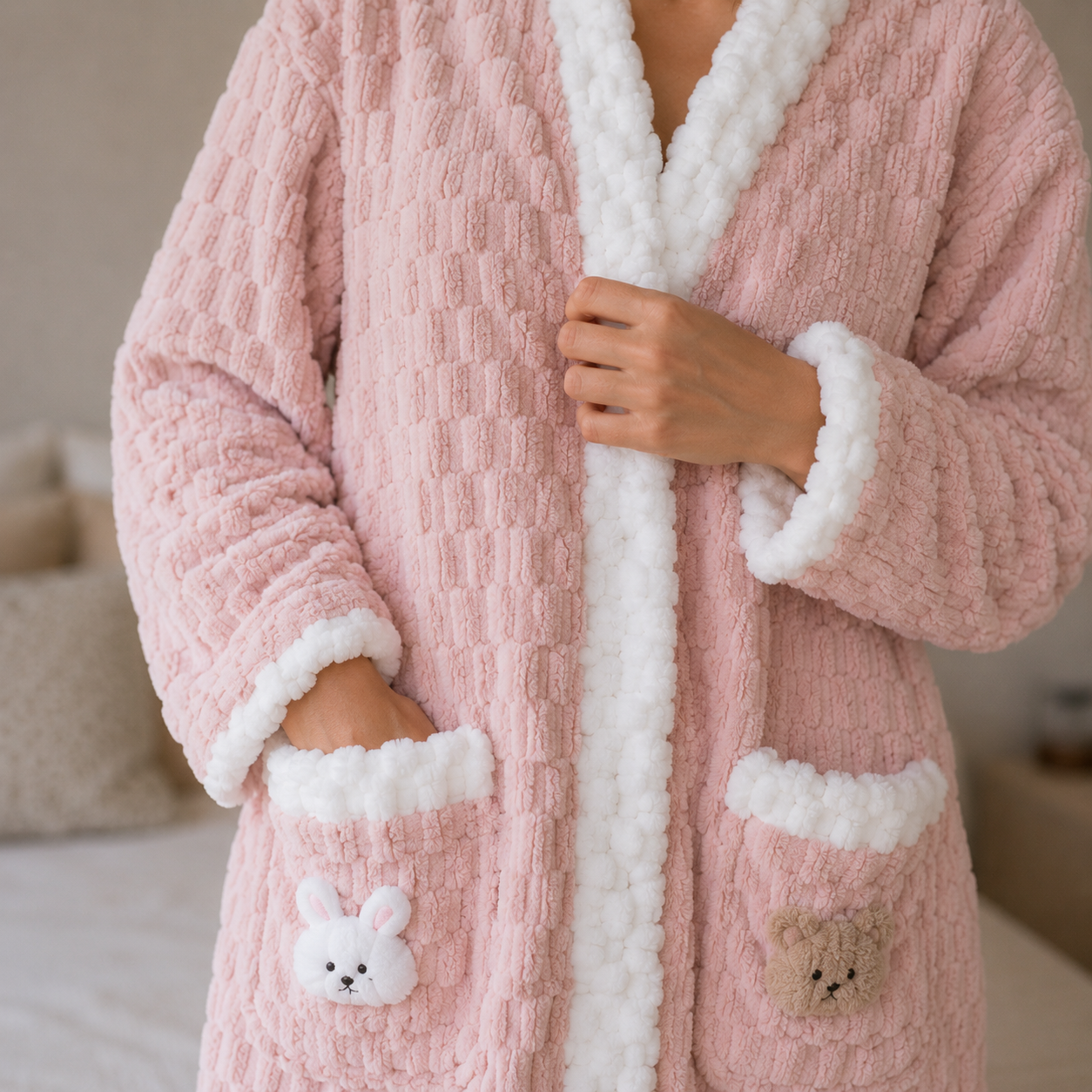 Robe de chambre cocooning femme en laine de pilou pilou