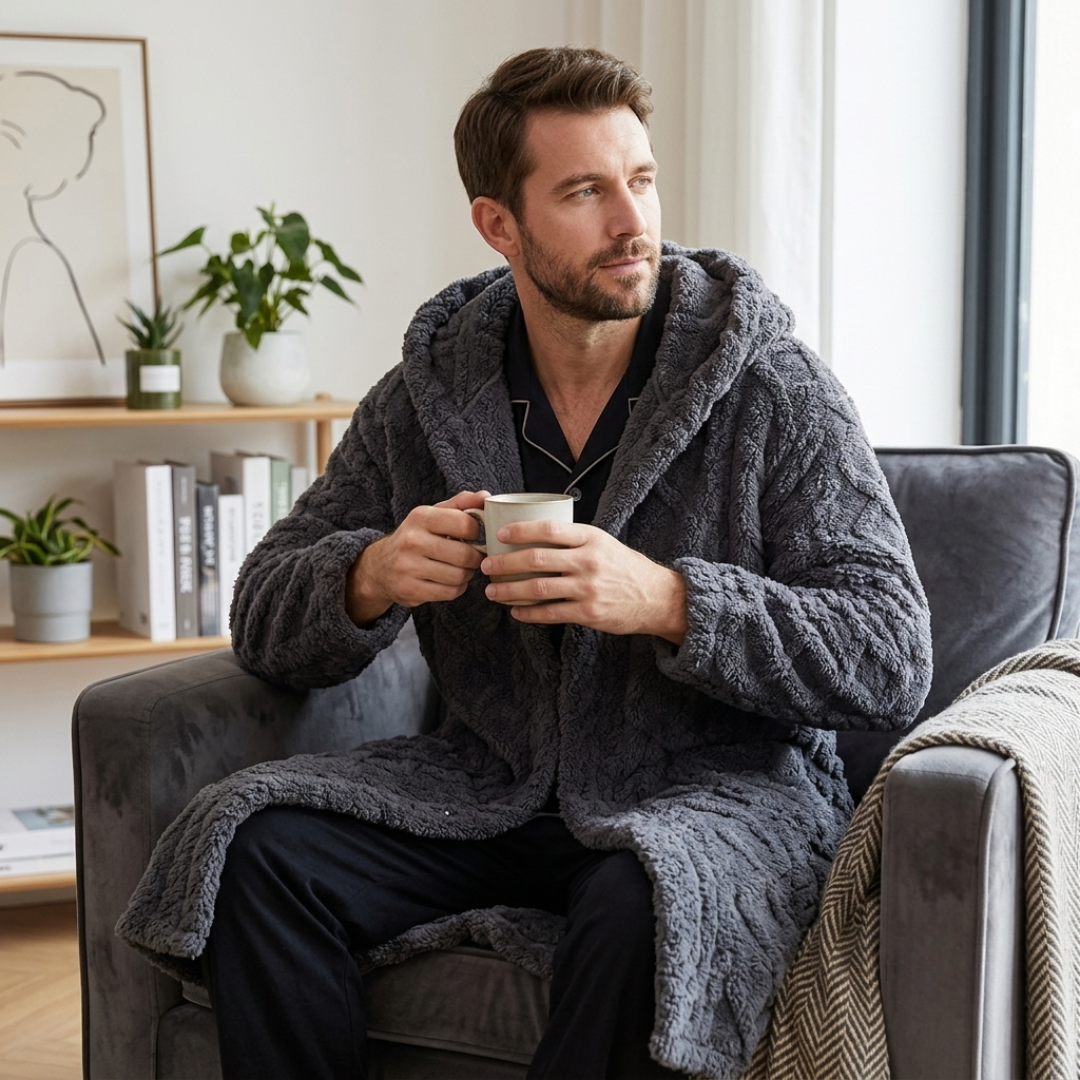Robe de chambre en laine Pilou Pilou pour homme grise