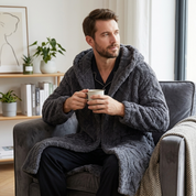 Robe de chambre en laine Pilou Pilou pour homme grise