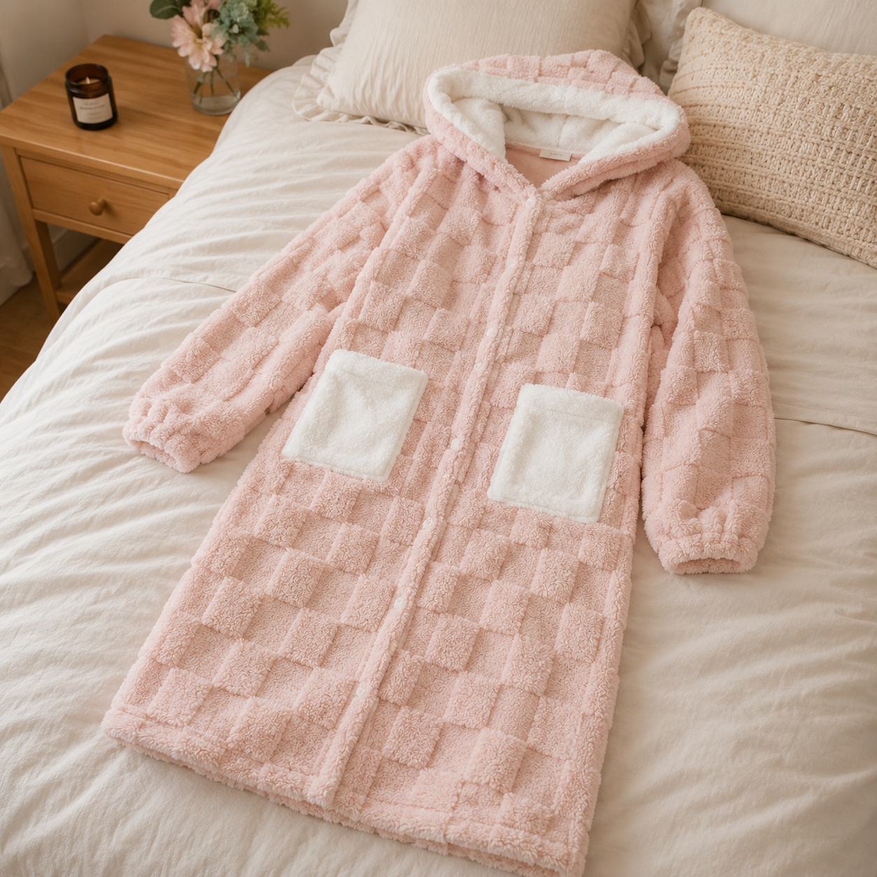 Robe de chambre femme en laine pilou pilou ultra douce