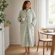 Robe de chambre femme en matière molletonnée verte