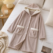 Robe de chambre femme en matière polaire rose