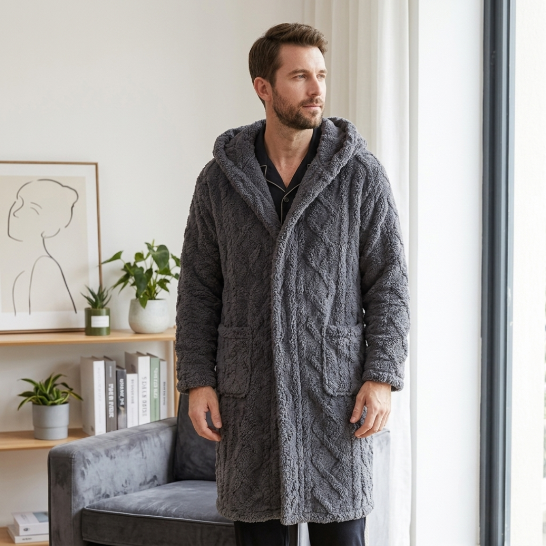 Robe de chambre grise en laine Pilou Pilou pour homme