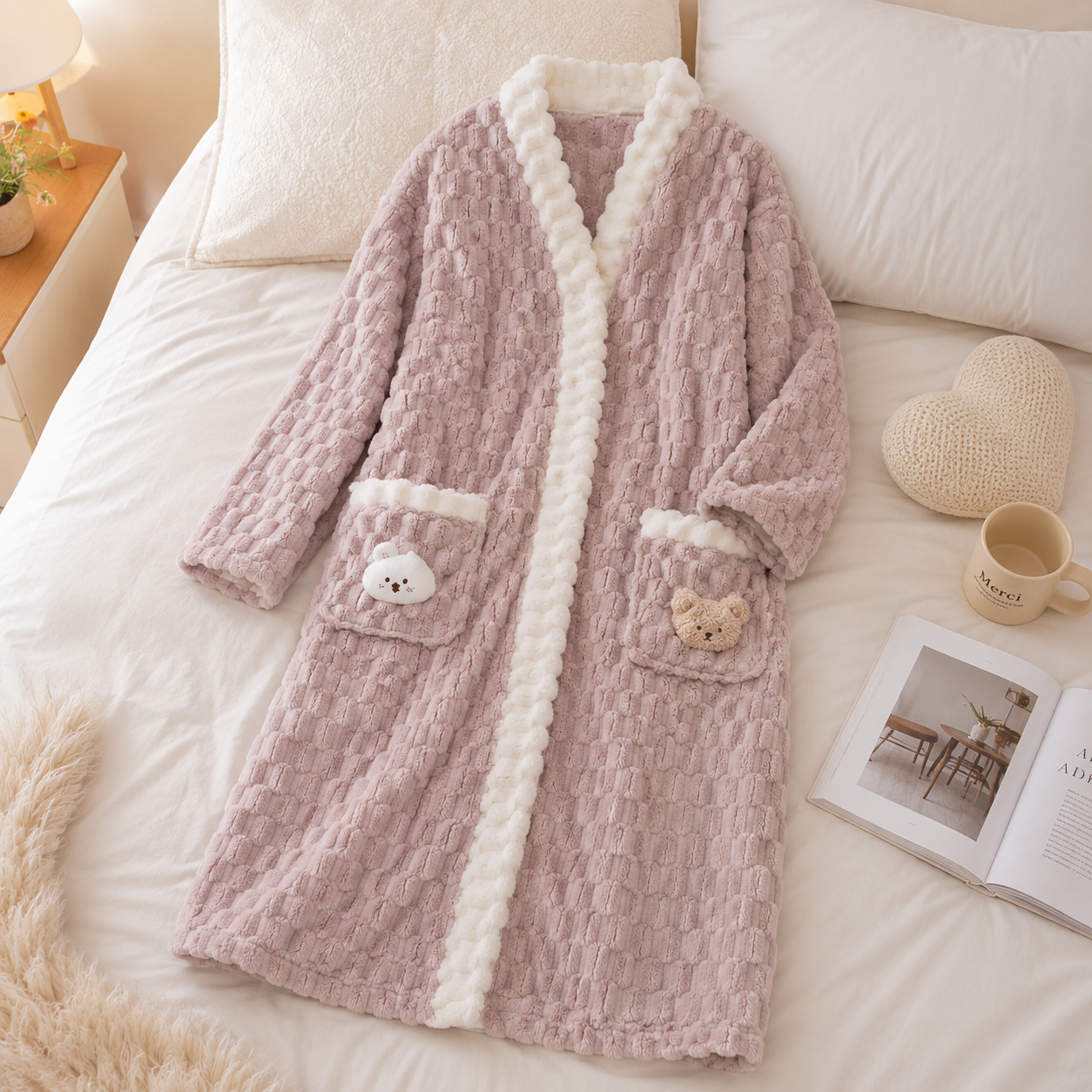 Robe de chambre homewear femme couleur mauve