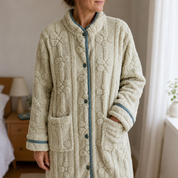 Robe de chambre moumoute verte pour femme