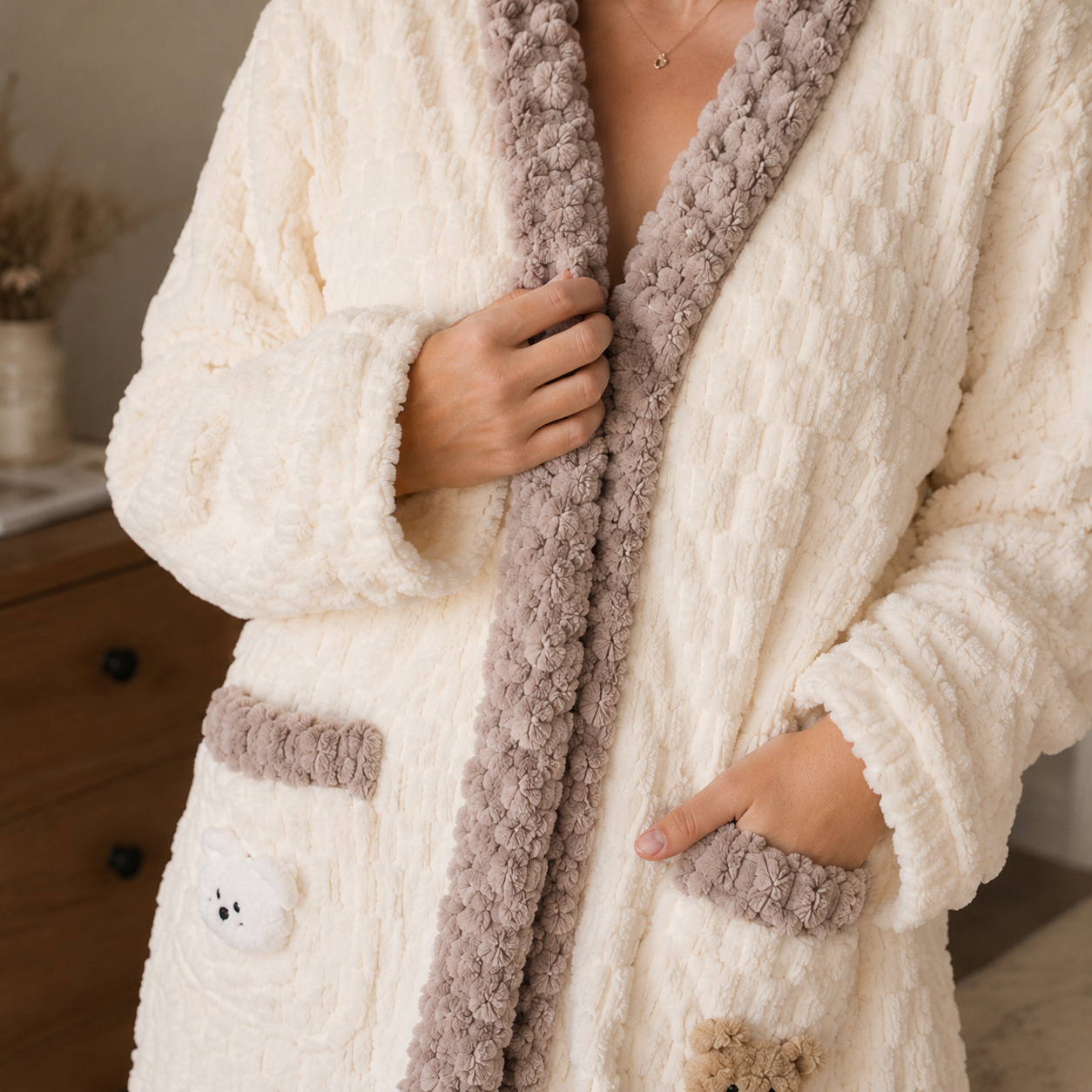 Robe de chambre pilou pilou cocooning femme pour l'hiver