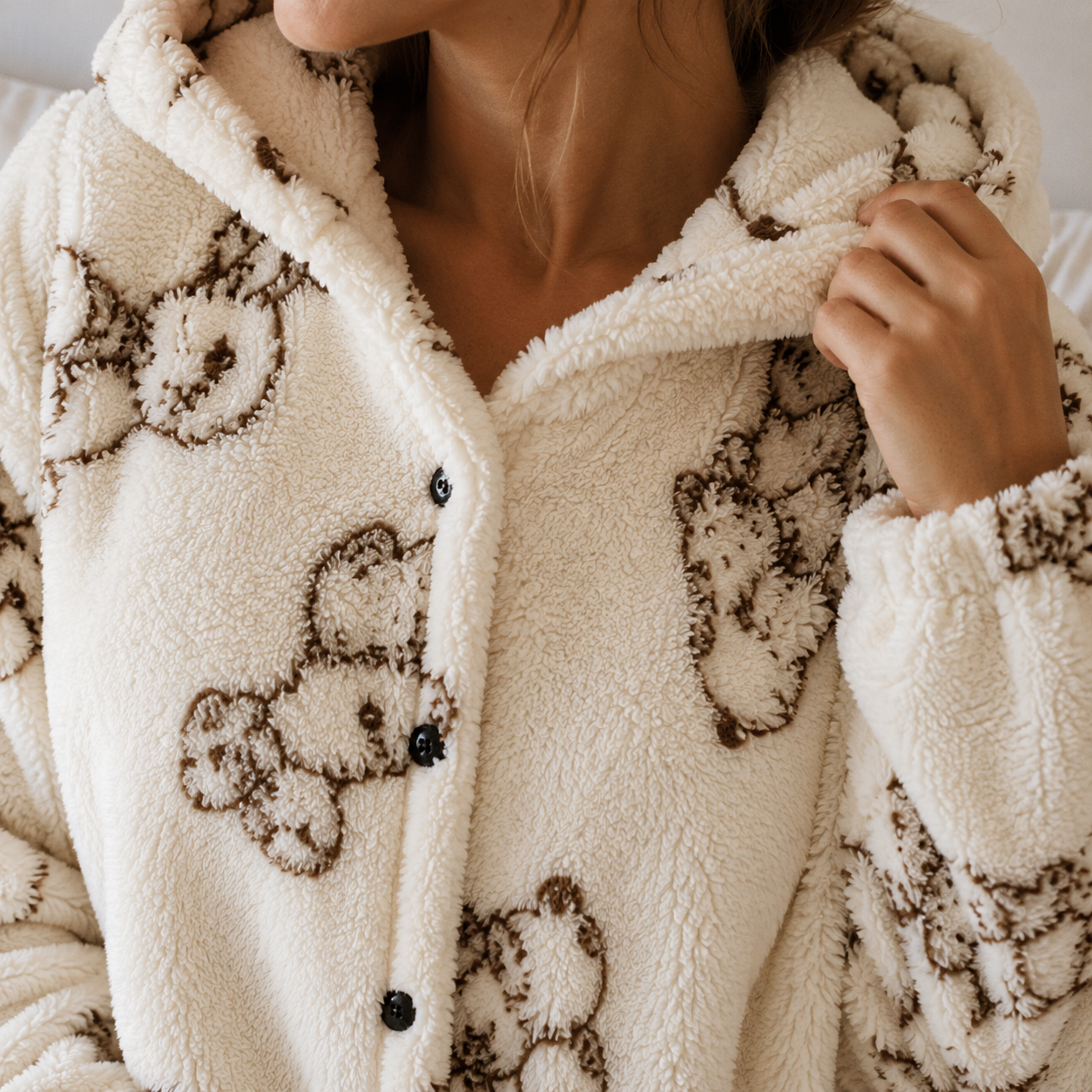 Robe de chambre polaire femme avec motifs