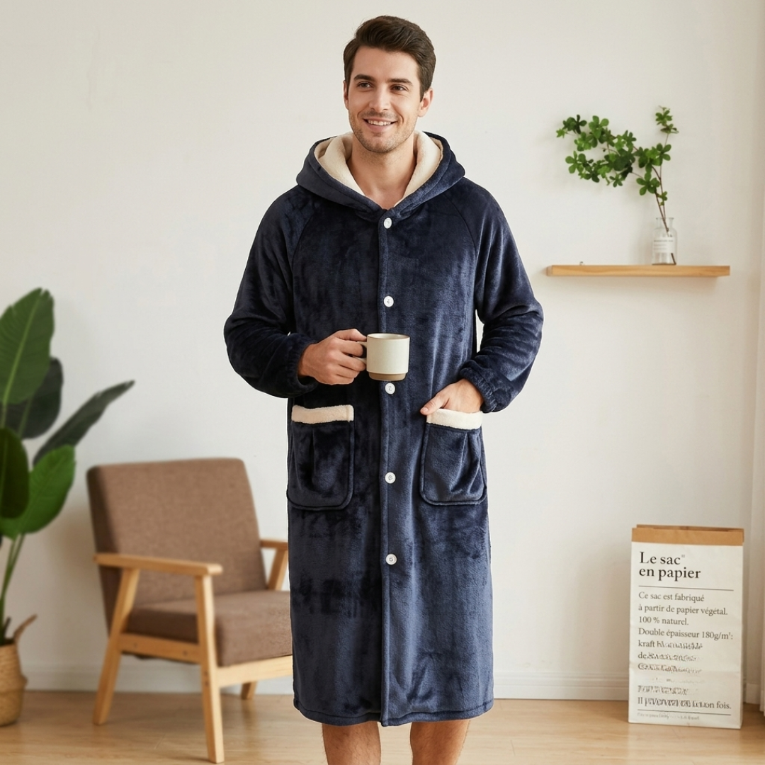 Robe de chambre polaire pour homme bleue marine