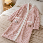 Robe de chambre rose pilou pilou femme chaude et douce