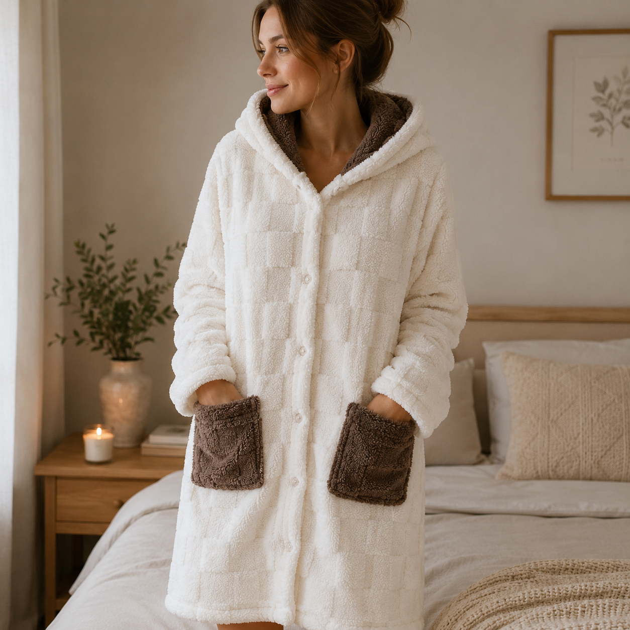 Robe de chambre très chaude pour femme en pilou pilou
