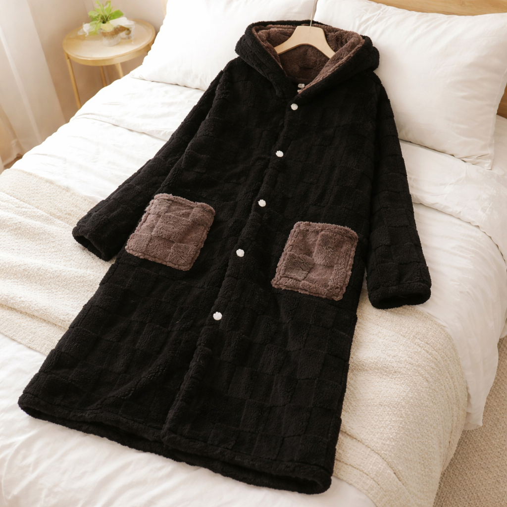 robe de chambre homme pilou pilou noir