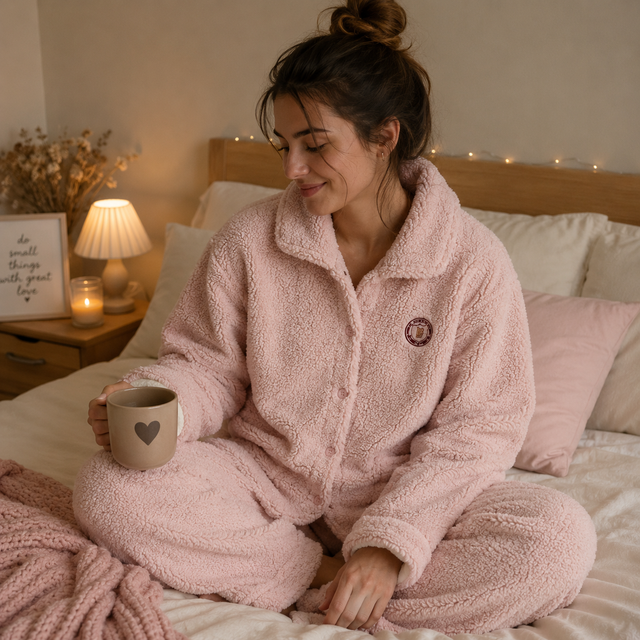 Set pyjama femme pilou pilou rose ultra doux