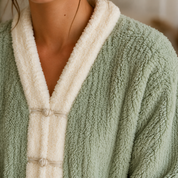 Sweat cocooning femme vert en matière pilou pilou