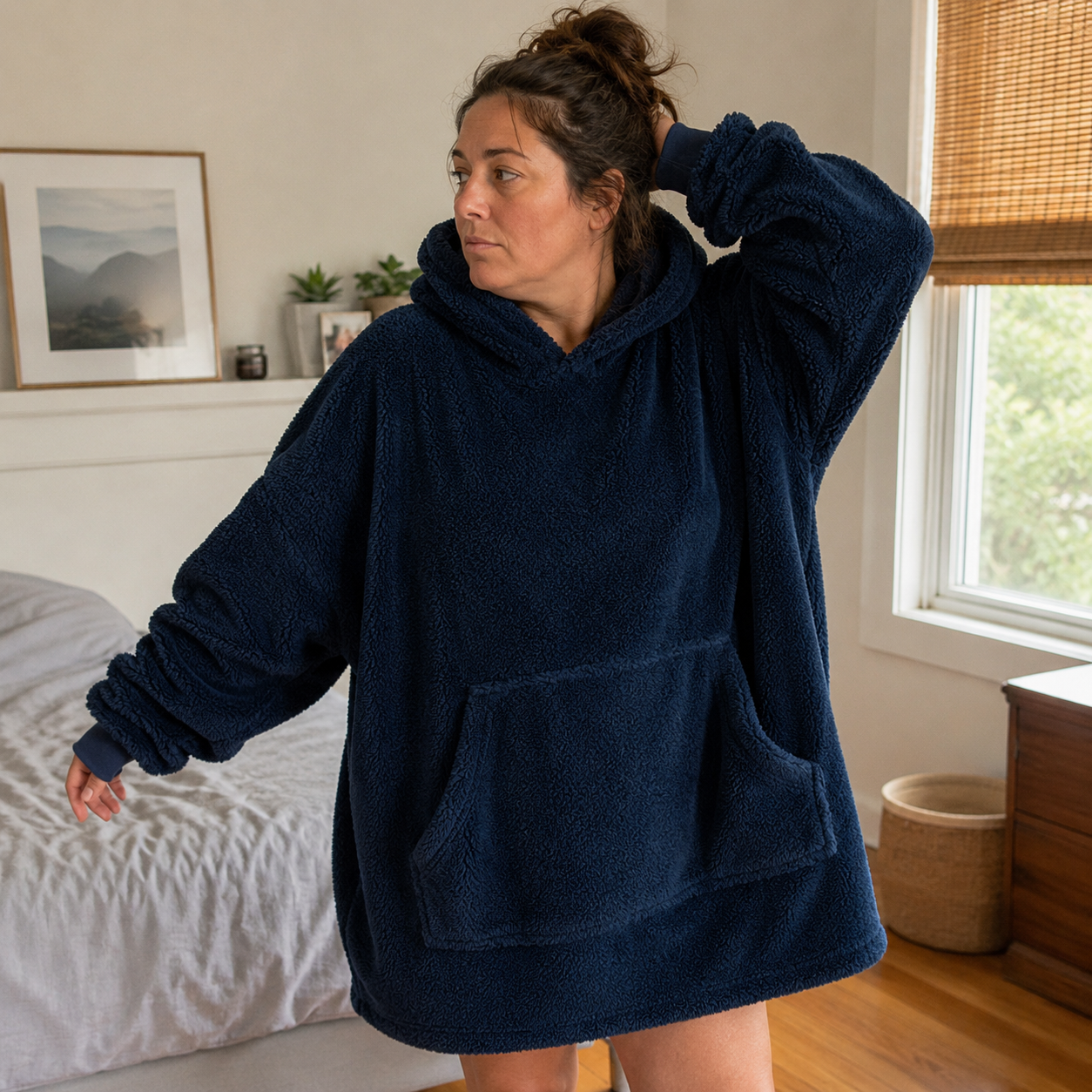 Sweat plaid pilou pilou oversize femme cocooning