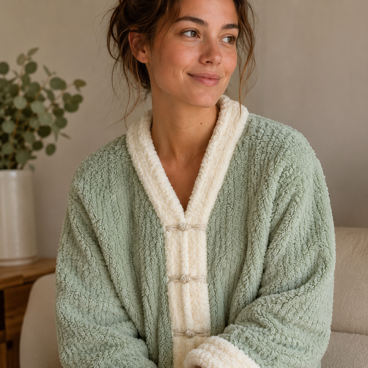 Sweat pyjama vert pilou pilou femme ultra doux