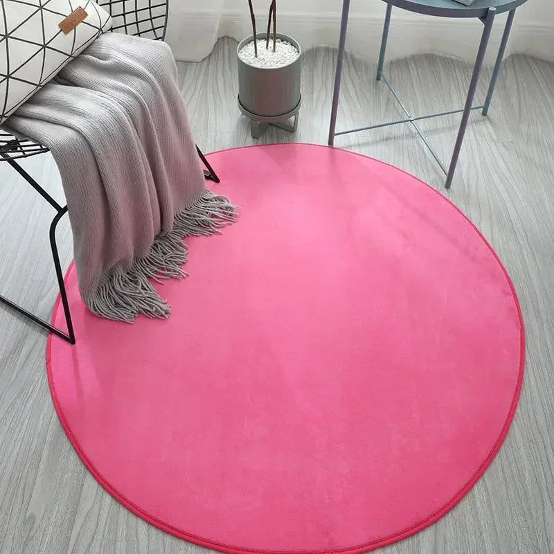 Tapis Cocooning Rond Douillet rose
