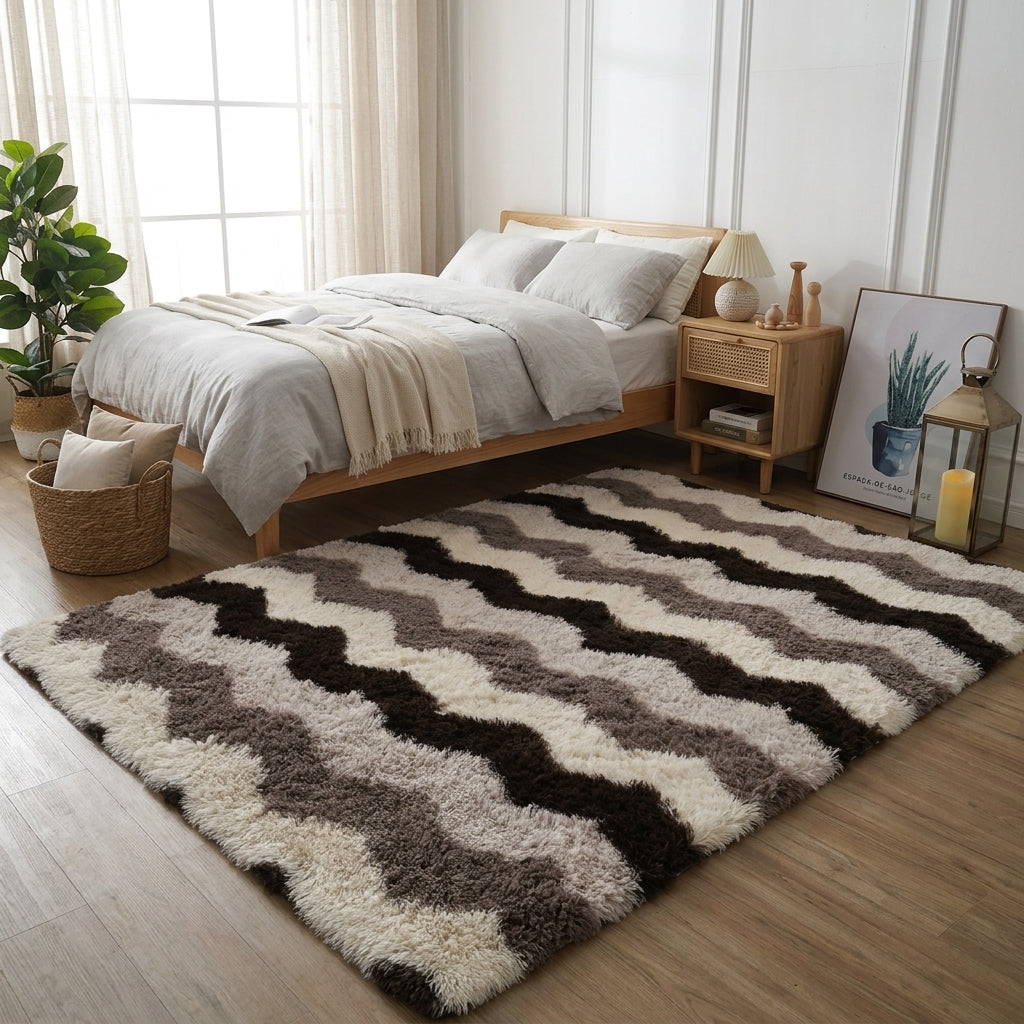 Tapis moelleux à vagues pour salon